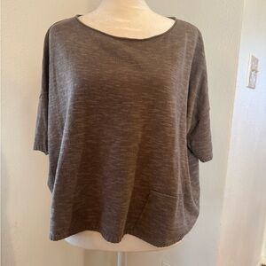 Eileen Fisher Linen/Cotton Gray Short Sleeve Top Sz Small